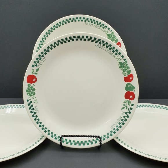 Corelle Farm Fresh Dinner Plates Beige Jam Jelly Homemade Apples Checks Plates - Picture 1 of 8
